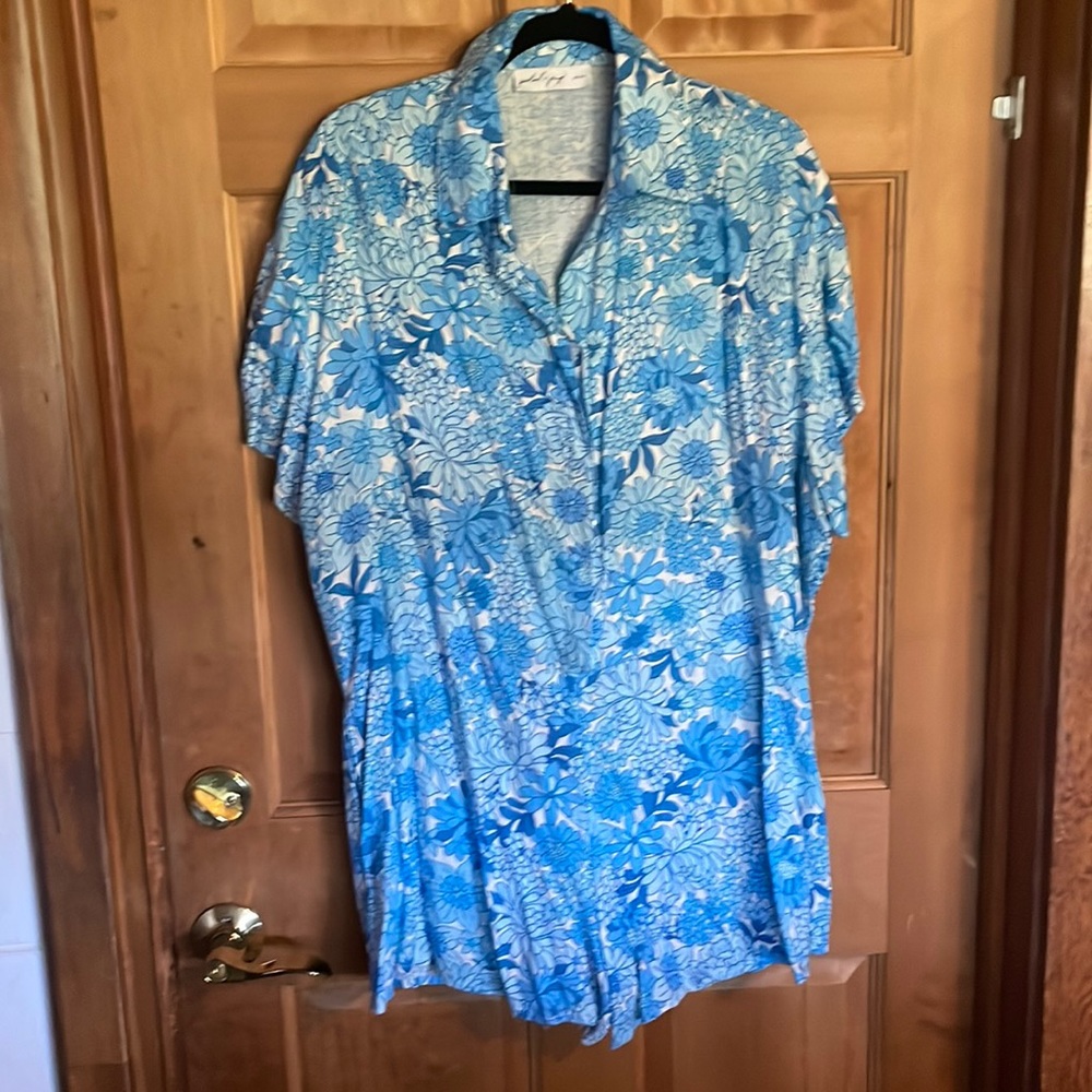 Petal & pup EMILY BUTTON THROUGH ROMPER - BLUE FLORAL Size L